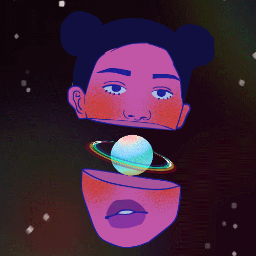 Saturn Space Split Face GIF