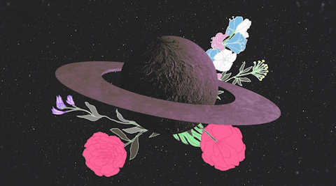 Saturn With Flowers Around GIF