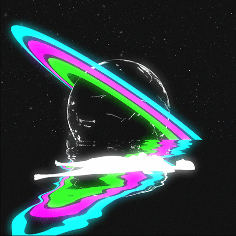 Saturn With Neon Rings GIF