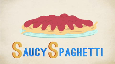 Saucy Spaghetti Topped With Cheese And Sardines GIF