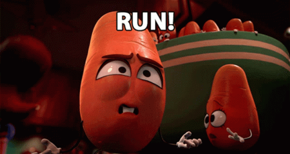 Sausage Party Run Freaking Out GIF