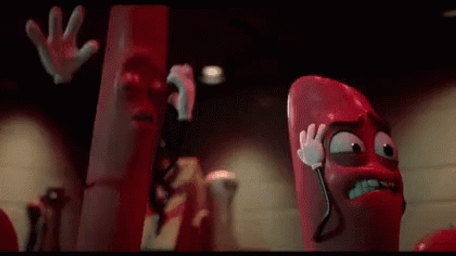 Sausage Party Watching Something Horrific GIF