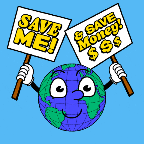 Save Money Earth Holding Signboards GIF