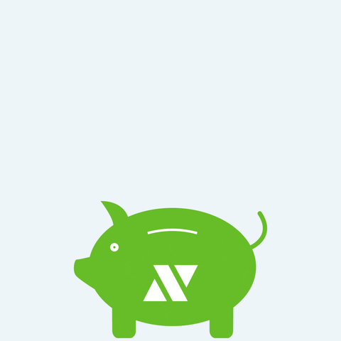 Save Money Green Piggy Bank Getting Bigger GIF