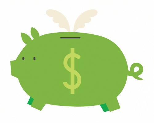 Save Money Green Piggy Bank With Wings GIF