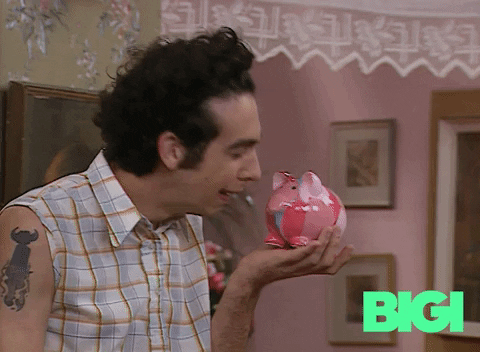 Save Money Man Holding Piggy Bank GIF