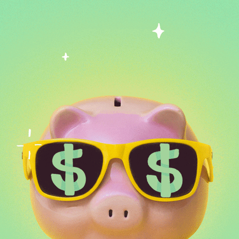 Save Money Piggy Bank With Dollar Eyeglasses GIF