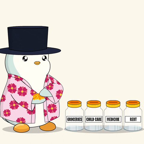 Save Money Pudgy Penguin Putting Coins In Jars GIF