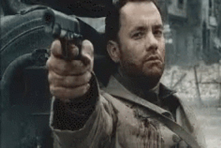Saving Private Ryan Tom Hanks Pointing Gun GIF