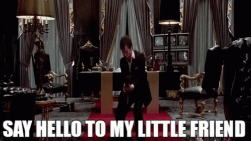 Say hello my. Тони монтана гиф. say hello to my little friend. say hello to my little friend meme. say hello to my little friend татуировка.