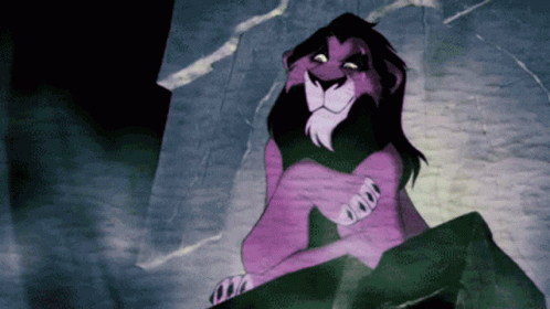 Scar Sitting On Rock Eyes Closed GIF