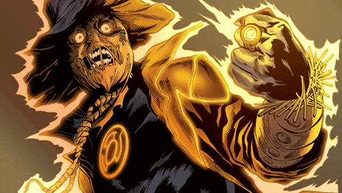 Scarecrow Holding Yellow Lightning Bolt