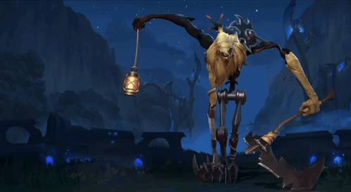 Scarecrow in Video Game Holding Lantern