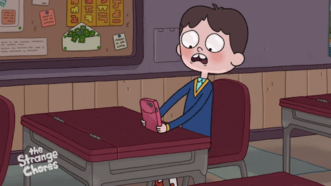 Scared Animated Boy Looking At Phone Meme GIF