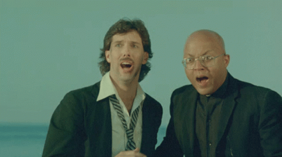 Scared Duo Sign Of The Cross  GIF