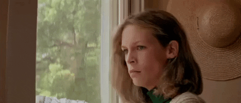 Scared Jamie Lee Curtis By The Window Meme GIF