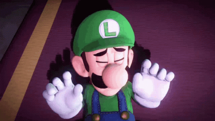 Scared Luigi Getting Attacked GIF