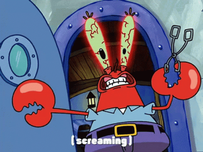 Scared Mr Krabs Frantic Scream GIF