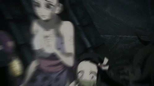 Scared Nezuko Running Into Tanjiro GIF