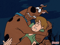 Scared Shaggy And Scooby Doo Hugging GIF