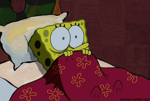 Scared Spongebob Shaking Under Blanket GIF
