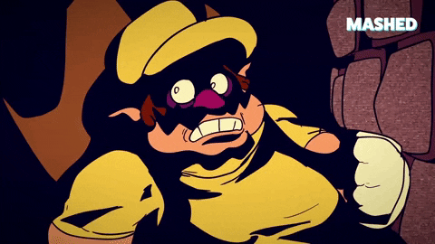 Scared Wario In The Dark GIF
