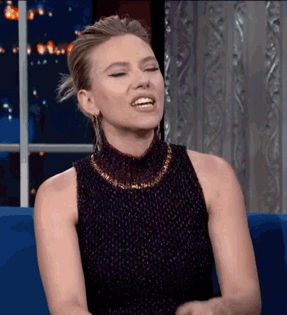 Scarlett Johansson Happy Interview Talk GIF