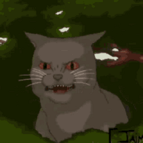 Scary Cartoon Cat Transformation GIF