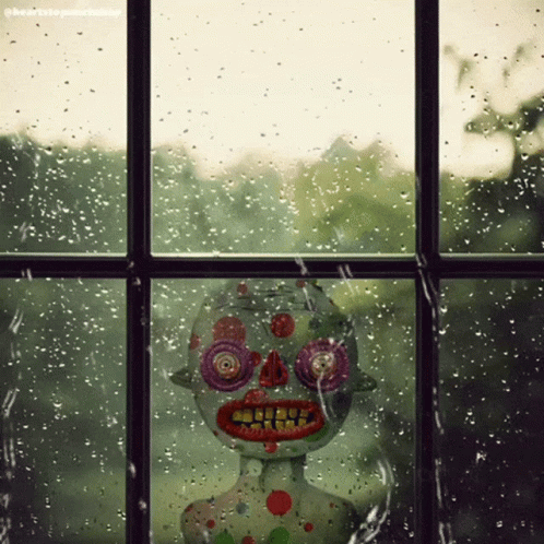 Scary Face Looking Out The Window GIF
