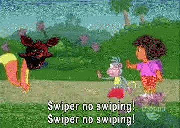 Scary Faced Swiper Approaching GIF