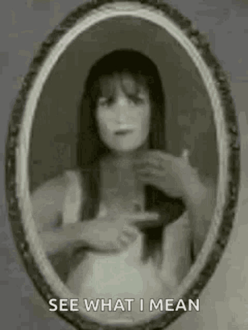 Scary Funny Girl In The Mirror GIF 
