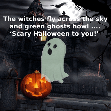 Scary Halloween Green Ghost Cartoon GIF