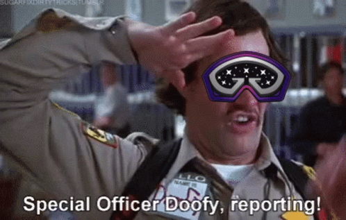 Scary Movie Officer Doofy With Animated Goggles GIF
