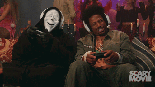 Scary Movie Poster Two Men Playing Video Games GIF