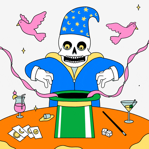 Scary Skeleton Performing Magic GIF