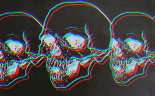Scary Skull Black & White Glitching GIF