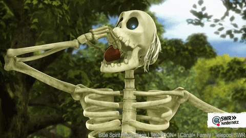 Scary Skull Eating Apple GIF