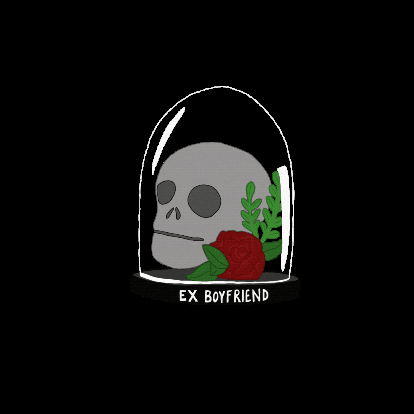 Scary Skull Ex Boyfriend In Glass GIF