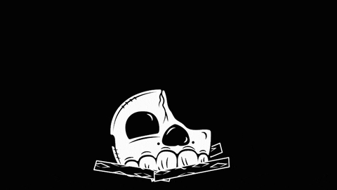 Scary Skull Running & Falling Art GIF