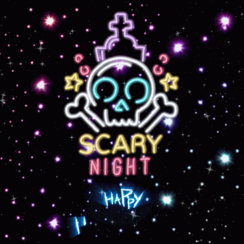 Scary Skull Scary Night Greetings GIF