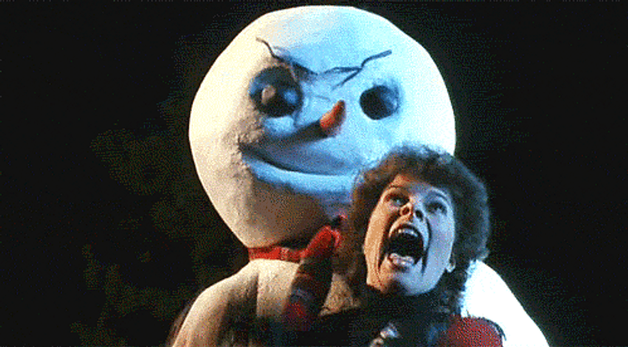 Scary Smiling Snowman GIF