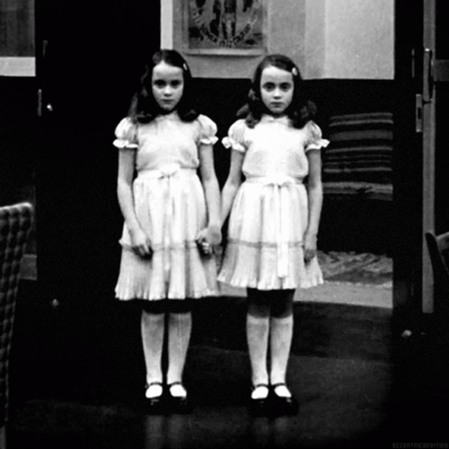 Scary Twins Standing GIF