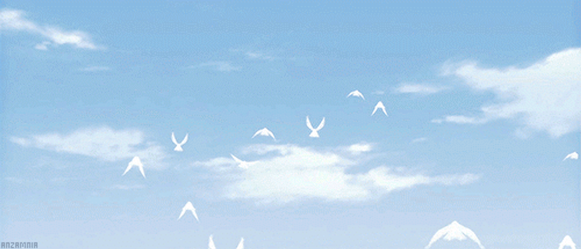 Scenic Anime White Birds Flying In Sky GIF  GIFDBcom