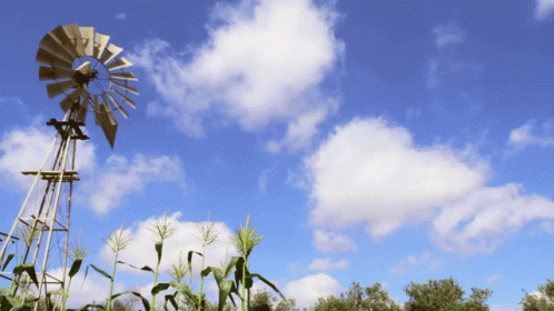 Scenic Windmill Windy Clouds GIF