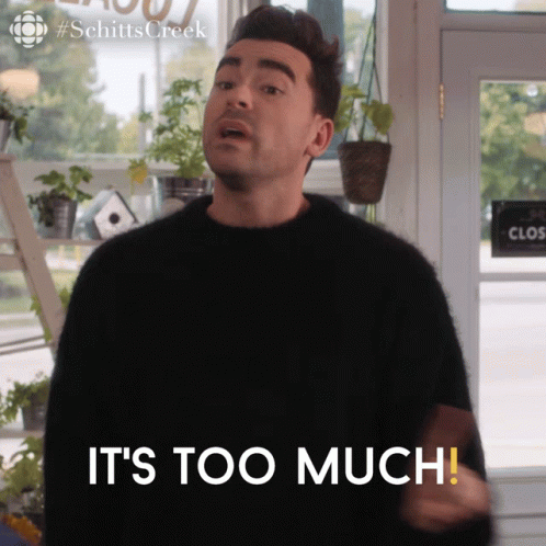 Schitt's Creek Dan Levy Its Too Much GIF