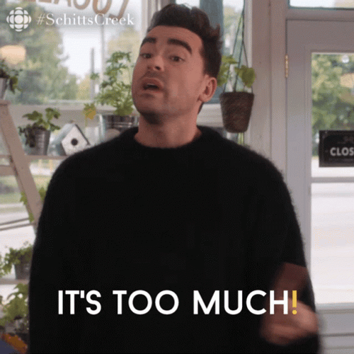 Schitt's Creek Dan Levy Its Too Much GIF