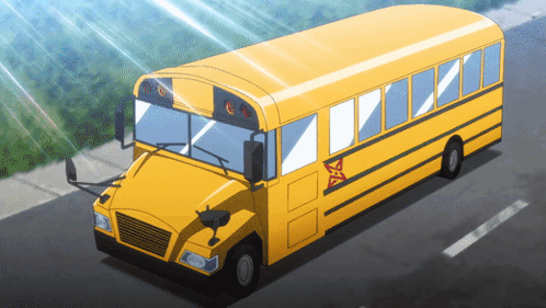 School Bus Anime Trip GIF