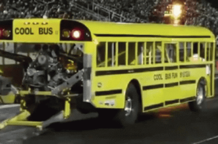 School Bus Transform Drag Racing Fireworks GIF