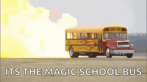 School Bus With Flames On Fire GIF