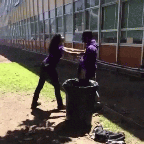 School Fight Throwing The Trash Bin GIF